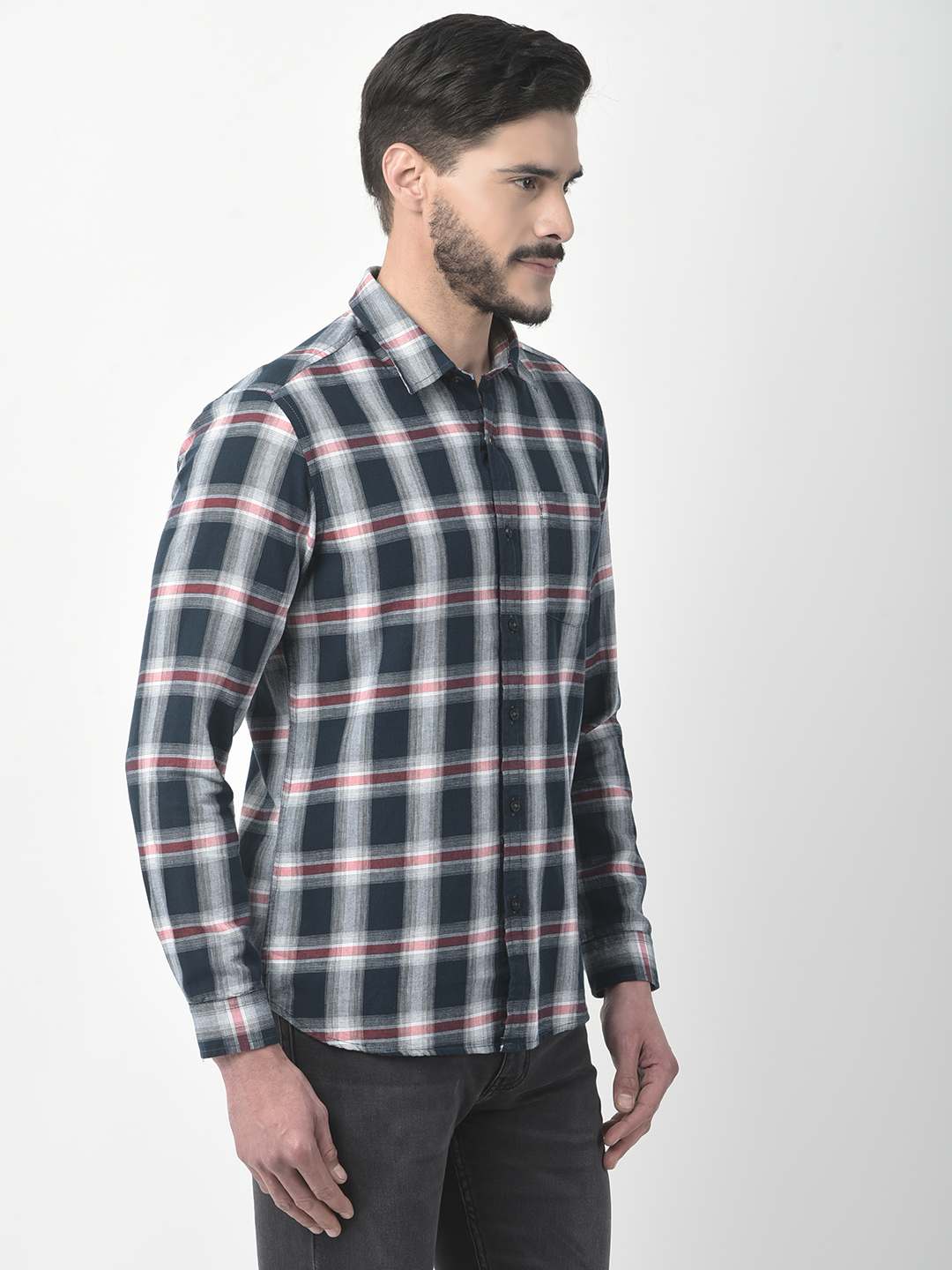 Numero Uno Men Checkered Black Shirt